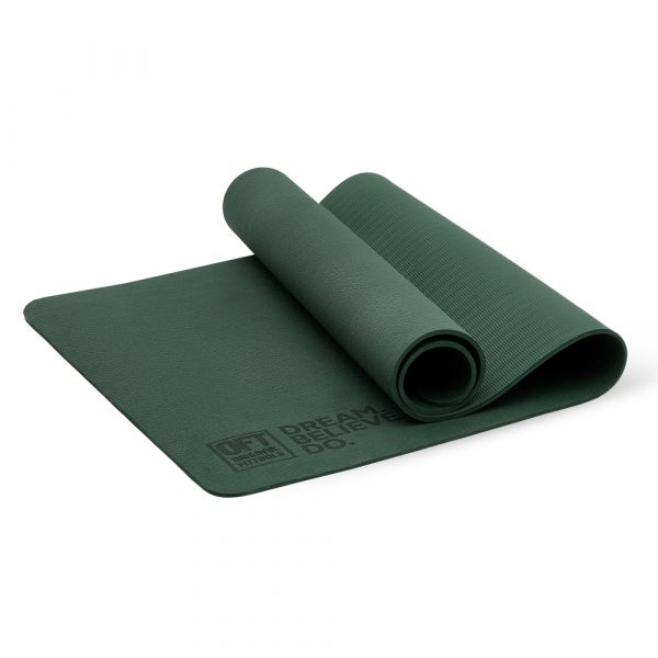 Коврик для йоги и фитнеса 185 х 80 см толщина 8 мм TPE темно-зеленый Original FitTools FT-TPE-18580-12